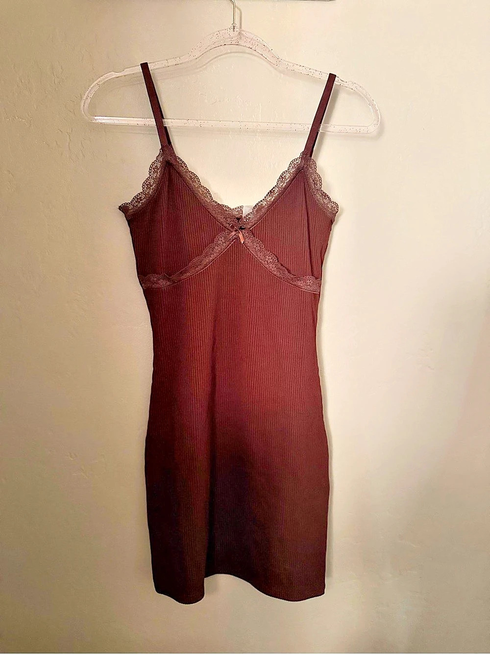 H&M divided Ribbed Lace Mini Dress in Brown Size Small NWT